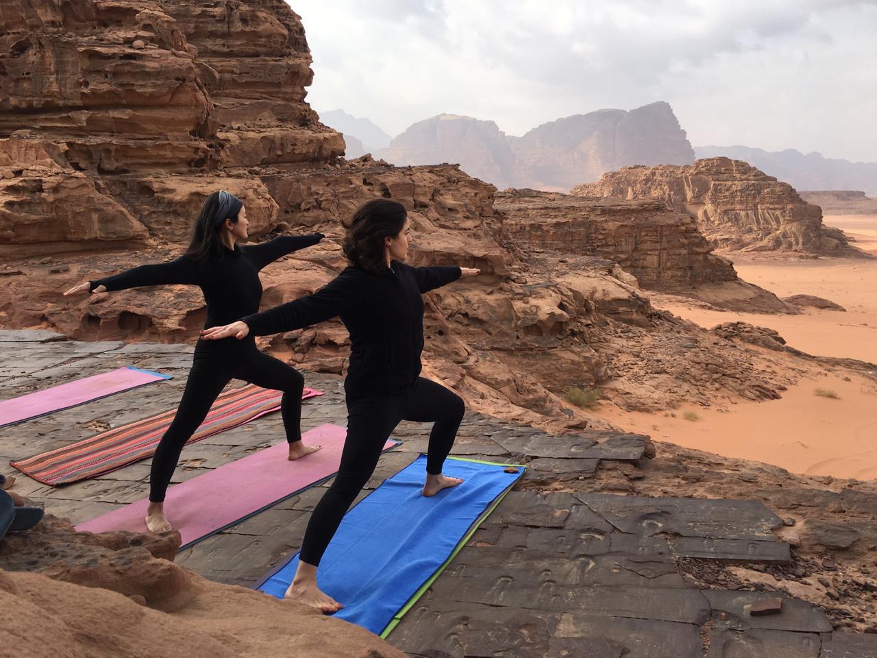 Sunrise yoga in Wadi Rum